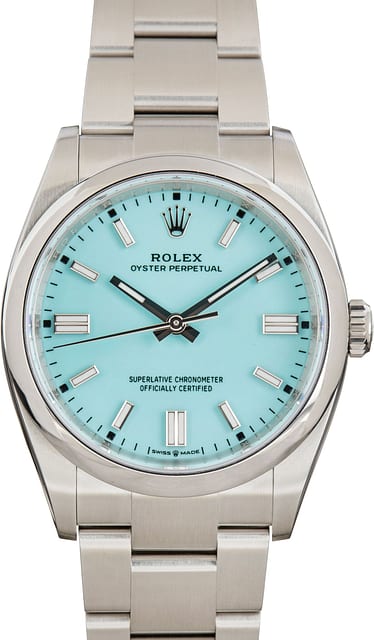 Used Rolex Oyster Perpetual 36 Ref 126000 Turquoise Blue Dial