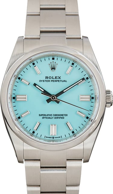 Pre-Owned Rolex Oyster Perpetual 36 Turquoise Blue Dial 126000