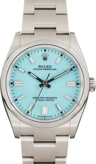 Pre-Owned Rolex Oyster Perpetual 36 126000 Turquoise Blue Dial