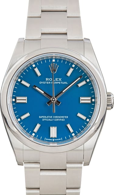 Pre-Owned Rolex Oyster Perpetual 36 Med Blue Ref 126000 Stainless Steel
