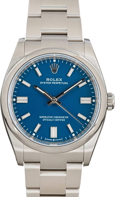 Pre-Owned Rolex Oyster Perpetual 36 Med Blue Ref 126000 Stainless Steel