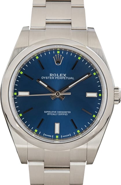 Pre-Owned Blue Dial Rolex Oyster Perpetual 39 Ref 114300