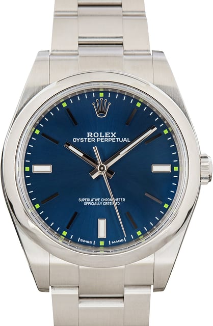 Used Blue Dial Rolex Oyster Perpetual 39 Ref 114300