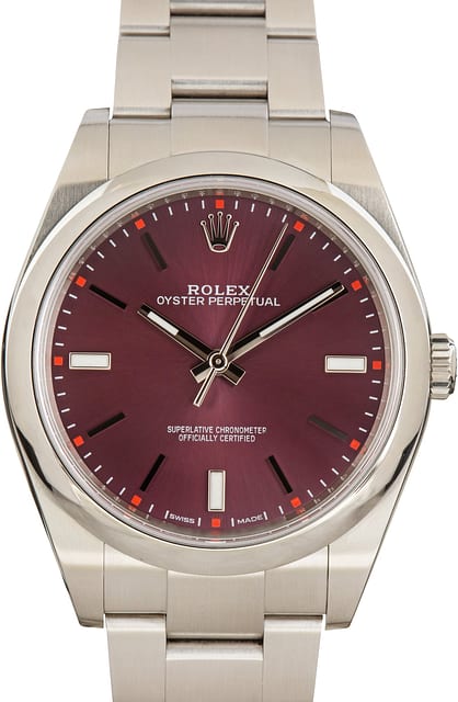 Used Rolex Oyster Perpetual 39 Ref 114300 Red Grape Dial