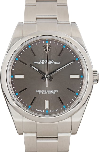 Pre-Owned Rolex Oyster Perpetual 39 Ref 114300 Dark Rhodium Dial