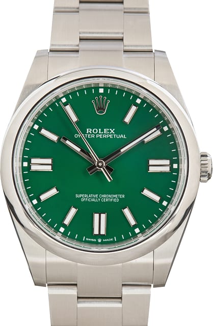 Used Green Dial Rolex Oyster Perpetual 41 Ref 124300