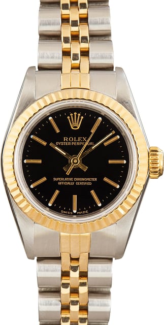 Rolex Ladies Oyster Perpetual 67193 Black Dial