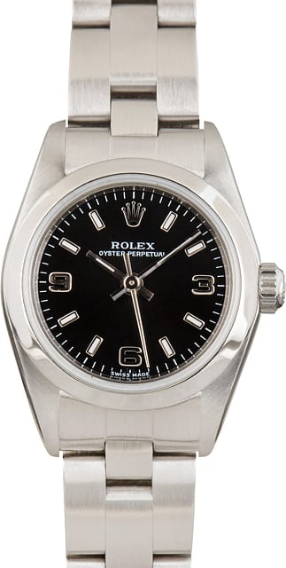 Ladies Rolex Oyster Perpetual Ref 76080 Black Dial