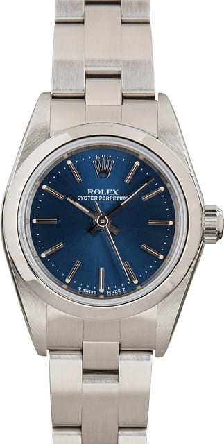 Ladies Rolex Oyster Perpetual 76080 Blue Dial