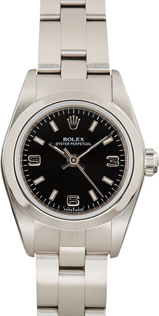 Pre-Owned Rolex Ladies Oyster Perpetual ref 76080 Black Dial