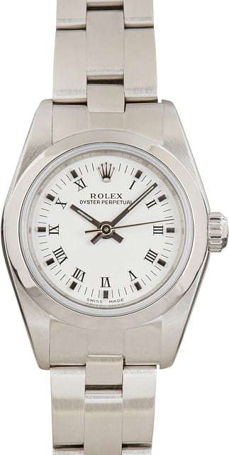 Used Rolex Ladies Oyster Perpetual Ref 76080 White Dial