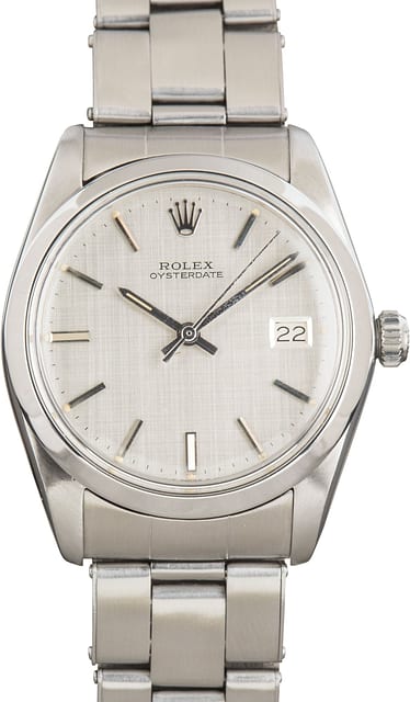 Vintage Rolex Oysterdate 6694 Silver Linen Dial