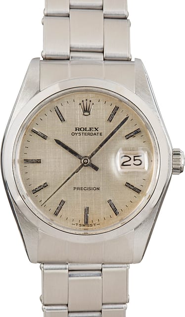 Pre Owned Rolex Oyster Date 6694 Silver Linen Dial