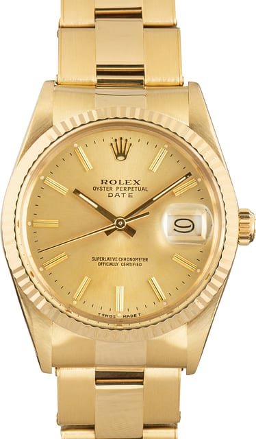Pre-Owned Rolex Date 15037 Champagne Index Dial