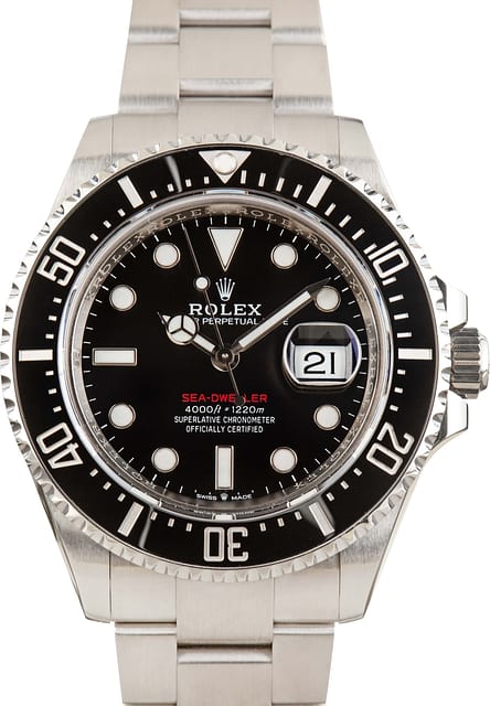 Pre-Owned Red Writing Rolex Sea-Dweller ref 126600 Black Dial