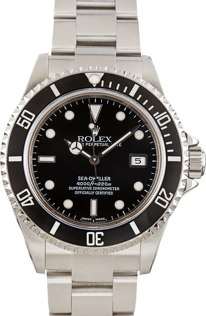 Pre-Owned Stainless Steel Rolex Sea-Dweller Ref 16600 Black Dial