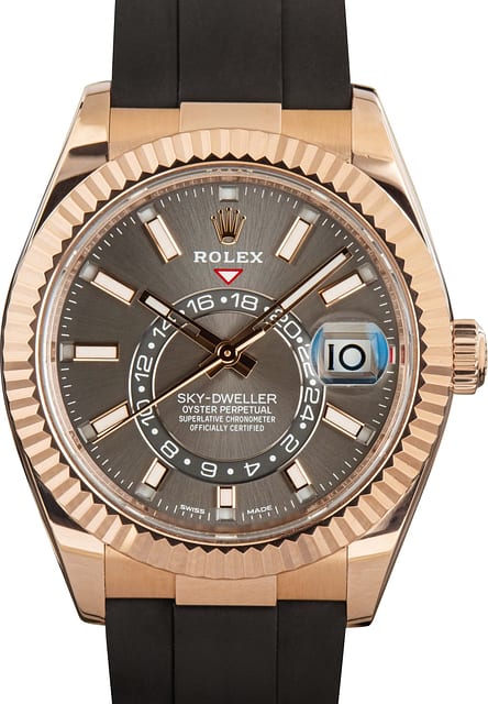 Used Rolex Sky-Dweller 326235 18k Everose Gold on Oysterflex Strap