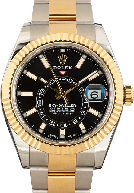 Used Two Tone Rolex Sky-Dweller ref 326933 Black Dial