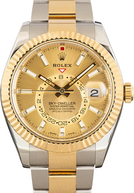 Used Rolex Sky-Dweller Two Tone 326933 Champagne Dial