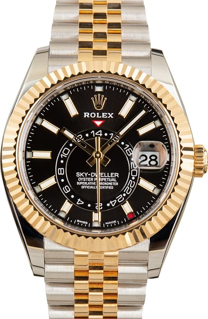 Pre-Owned Black Dial Rolex Sky-Dweller Ref 326933 Jubilee Bracelet
