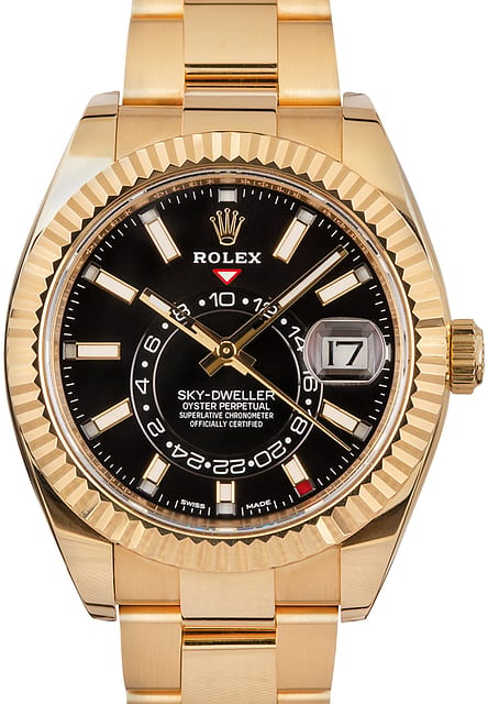 187396 PL Pre-Owned Rolex Sky-Dweller 326938 Black Dial