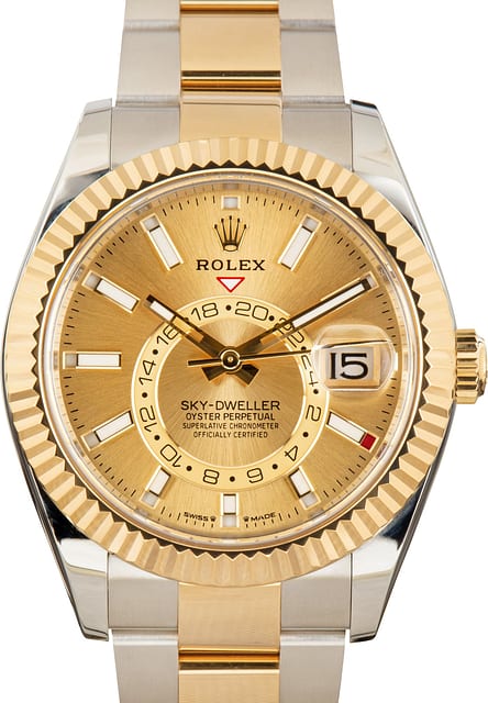Used Steel & Gold Rolex Sky-Dweller Ref 336933 Champagne Dial