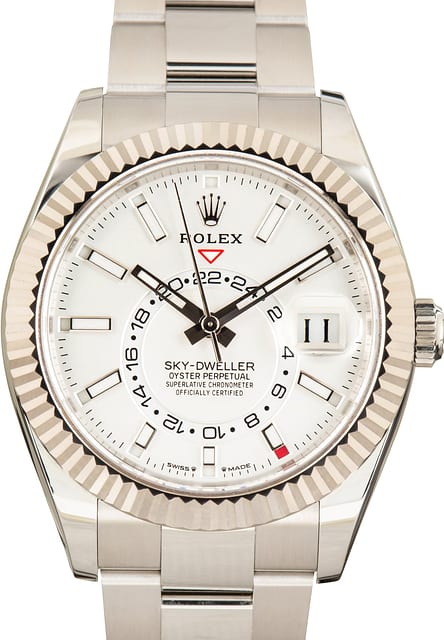 Pre-Owned White Dial Rolex Sky-Dweller Ref 336934 Oyster Band