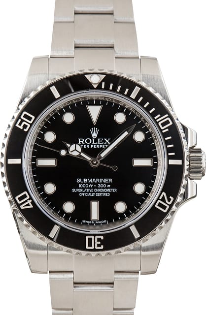 Pre-Owned Black Dial Rolex Submariner Ref 114060 Stainless Steel