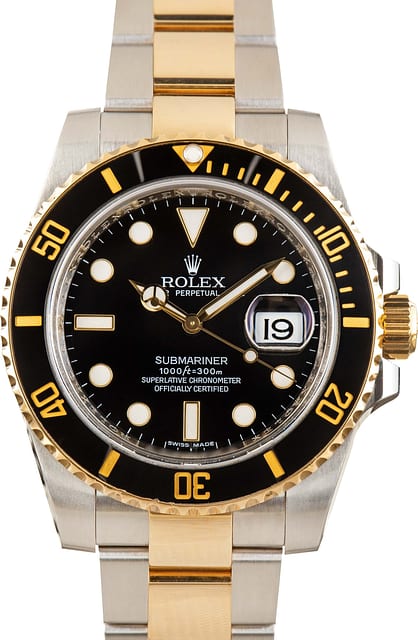 Used Rolex Submariner Two Tone 116613 Black Dial