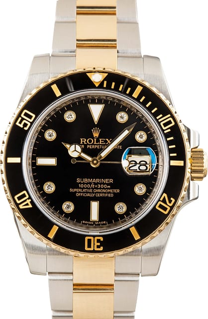 Pre-Owned Rolex Submariner 116613LN Black Diamond Dial