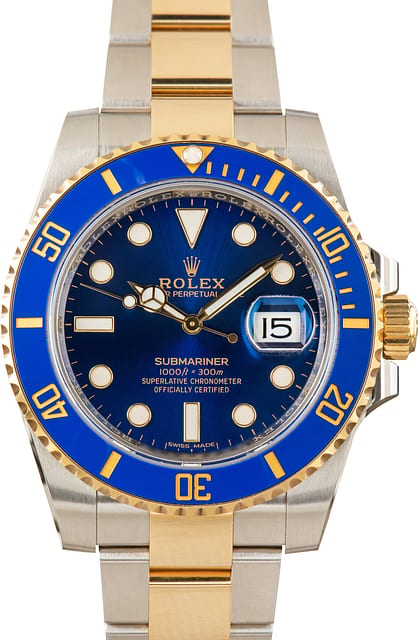 Used Steel & 18k Yellow Gold Rolex Submariner 116613LB Bluesy