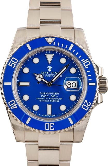 Rolex Submariner 116619 18k White Gold Smurf