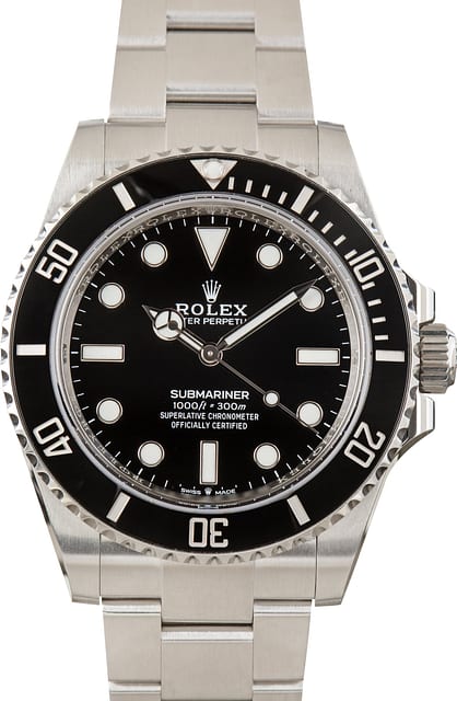 Used No Date Dial Rolex Submariner Ref 124060 Stainless Steel