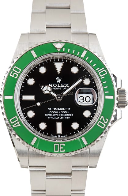 Used Steel Rolex Submariner Starbucks 126610LV Green Bezel