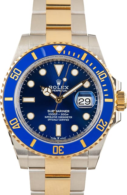 Pre-Owned Blue Dial Rolex Submariner Steel & Gold 126613LB