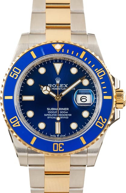 Pre-Owned Blue Dial Rolex Submariner Steel & Gold ref 126613LB