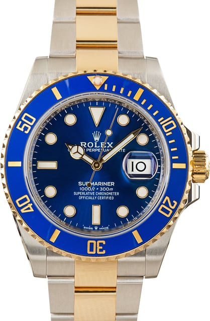 Pre-Owned Rolex Submariner Steel & 18k Yellow Gold Ref 126613LB Blue Dial