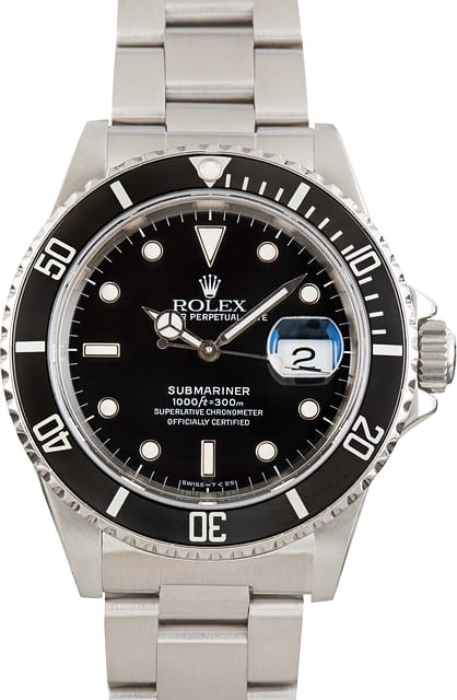 Pre-Owned Rolex Submariner 16610 Black Dial