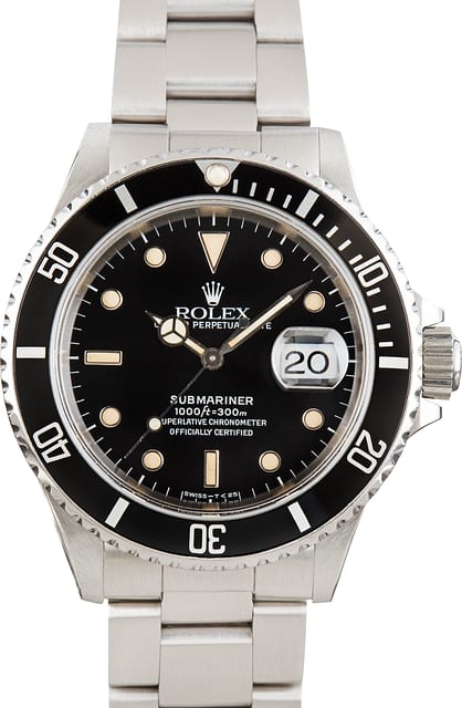 Pre-owned Rolex Men's Submariner Stainless Steel Black Dial 16610