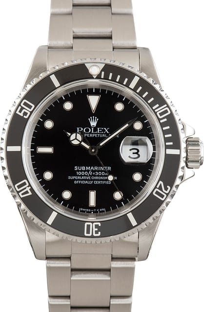 Pre-Owned Holes Case Rolex Submariner 16610 Black Dial