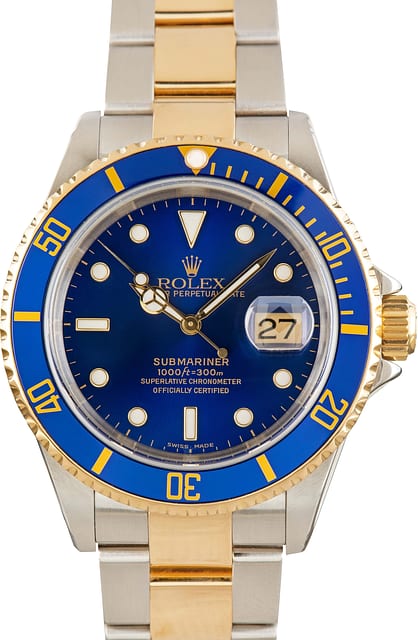 Pre-owned Rolex Submariner Ref 16613 Bluesy