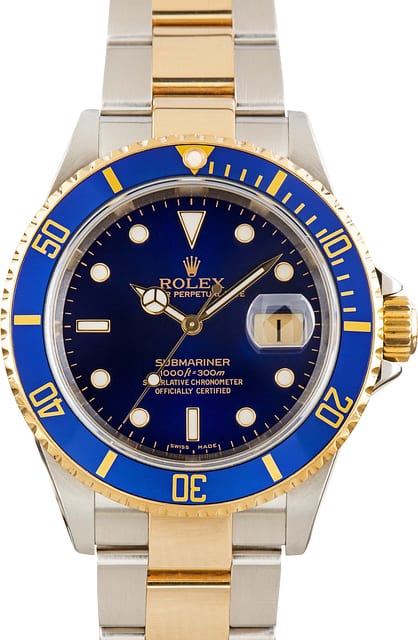 Men's Rolex Submariner Two Tone 16613T Blue Dial