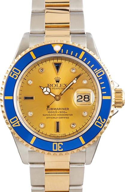 Men's Rolex Submariner ref 16613 Champagne Serti Dial