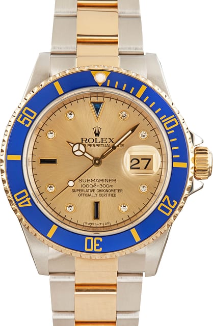 Rolex Submariner ref 16613 Champagne Serti Dial