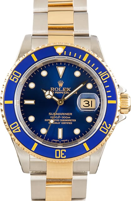 Used Rolex Submariner 16613 Blue Superluminova Dial