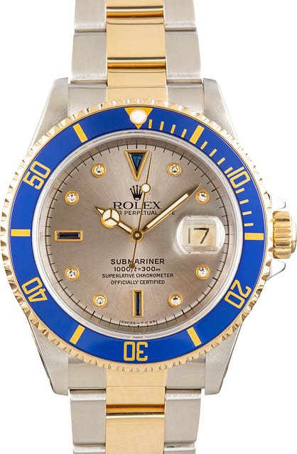 Rolex Submariner Ref 16613 Slate Serti