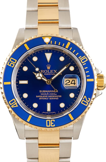 Used Rolex Submariner 16613T No Holes Case Bluesy