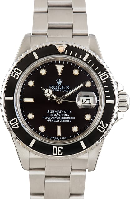 Pre-Owned Rolex Submariner ref 168000 Black Dial