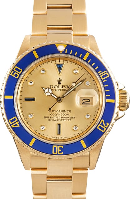 Rolex Submariner 16808 Champagne Serti Dial