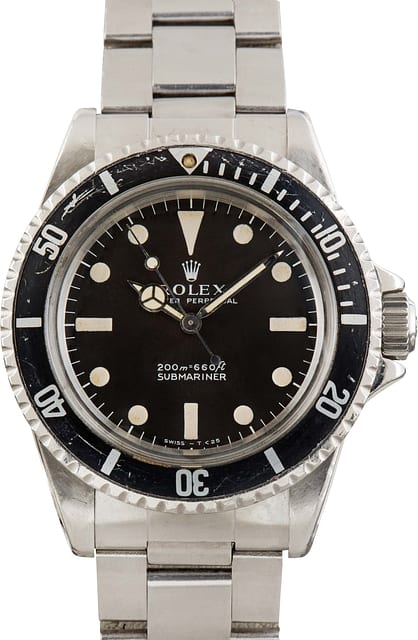 Vintage Black Rolex Submariner Reference 5513 Stainless Steel